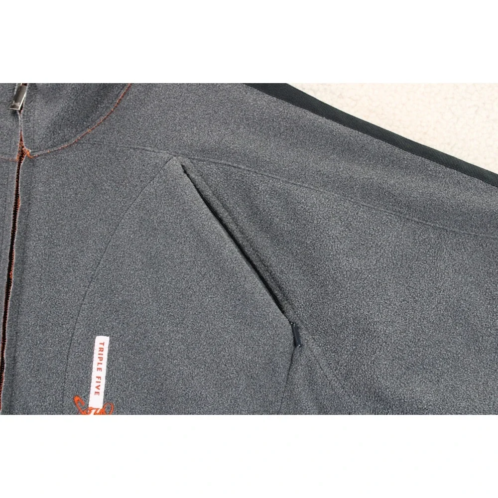 VTG Triple Five‎ Soul Mens Gray Fleece Full Zip Jacket Track Style Size XXL